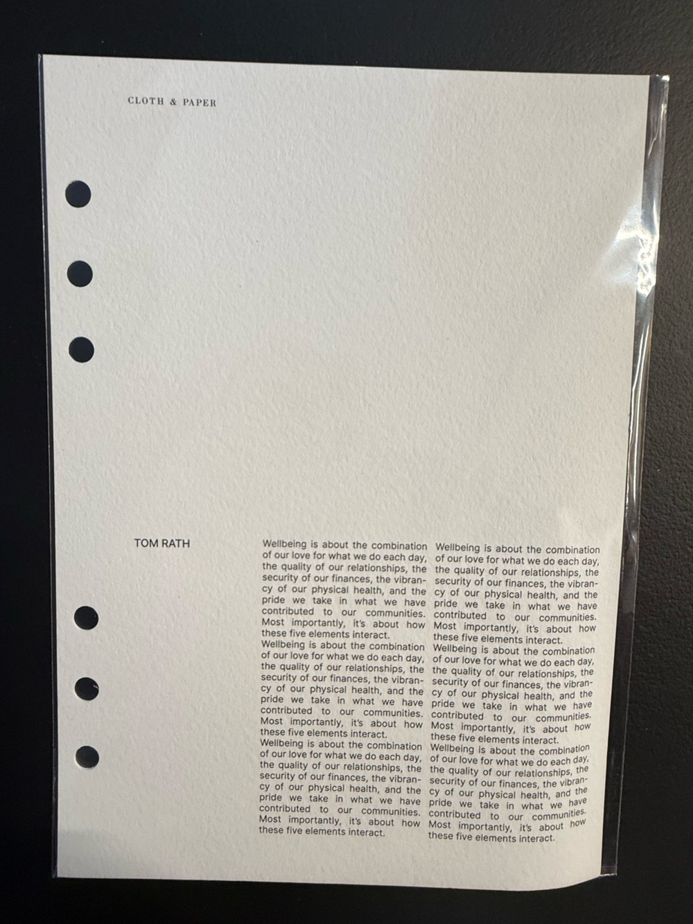 Cloth & Paper Tom Rath Black and White Dashboard A5
